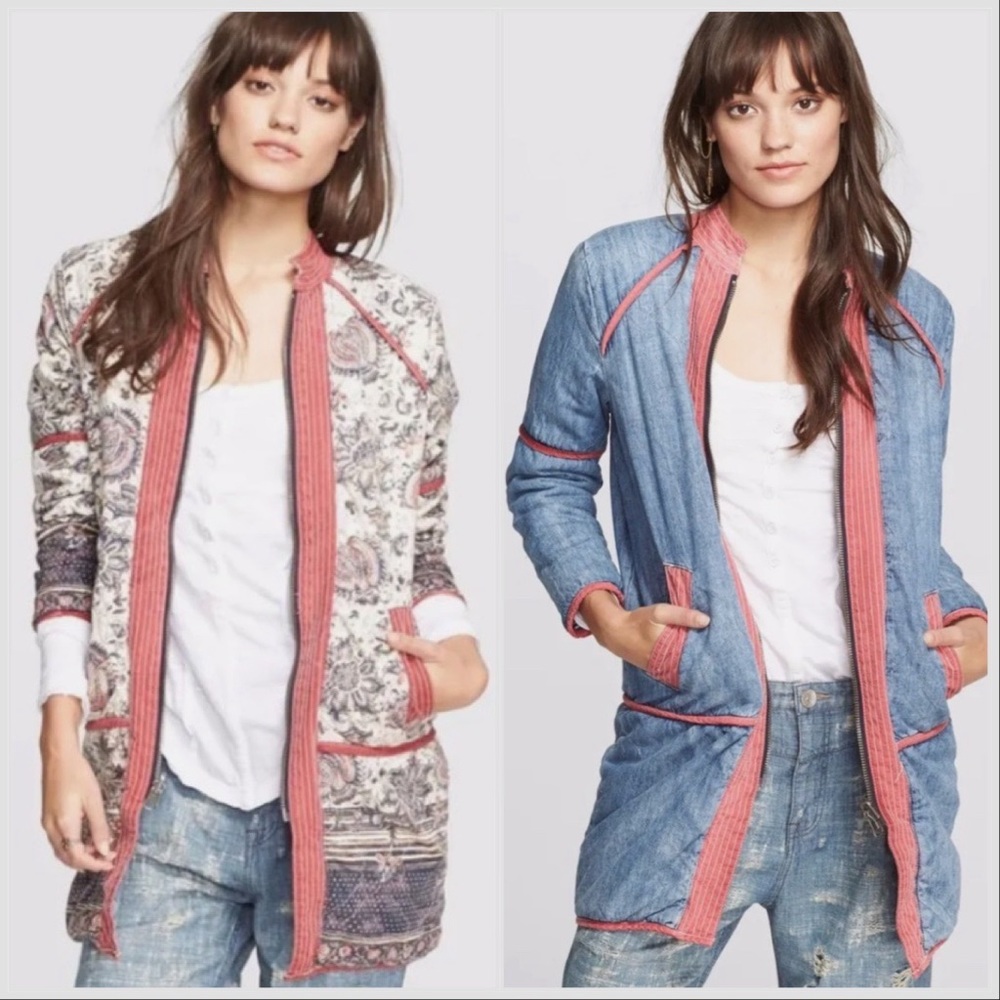 FREE PEOPLE Belario reversible paisley chambray jacket, S.